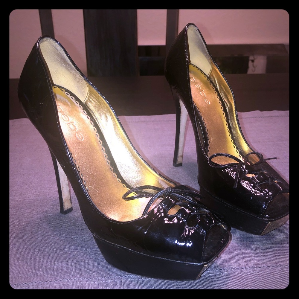 Black Bebe stilettos, size 6